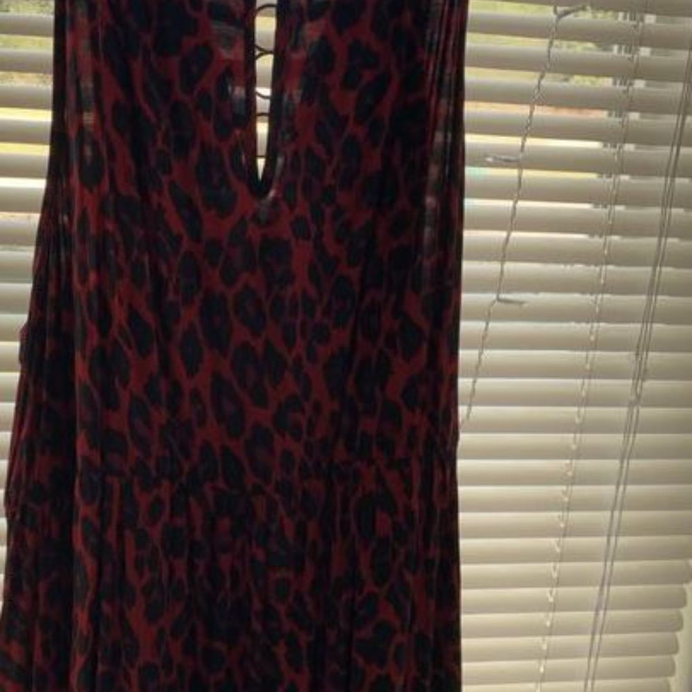 NWT Torrid Red Leopard O-Ring Challis Skater Dress in size 4X - Picture 5 of 8